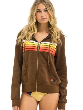5  Stripe Hoodie Chocolate/White Neon
